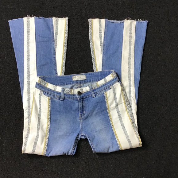 Free People Denim - Free People striped bell bottom jeans Sz 26